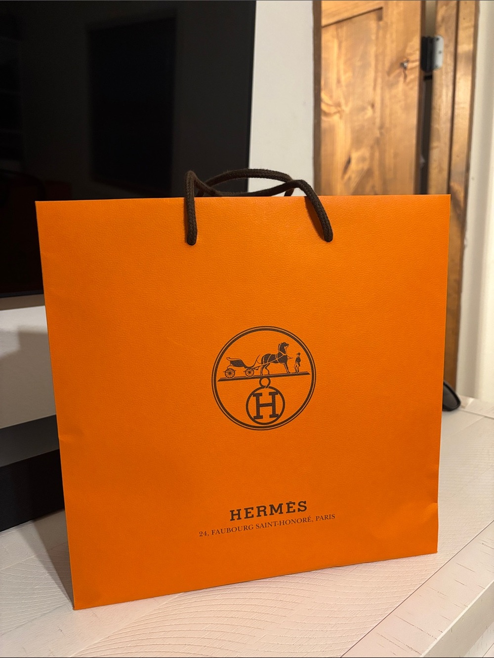 HERMES Orange Shopping Bag